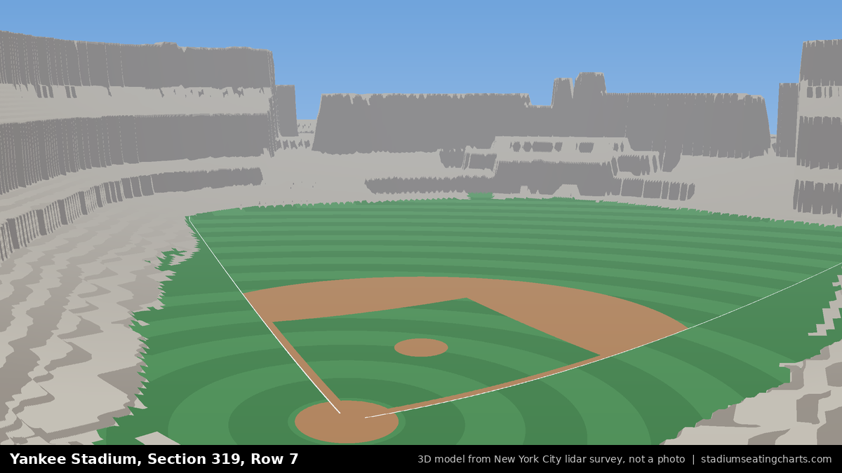 View from Yankee Stadium Section 319, Row 7, looking toward the pitcher's mound