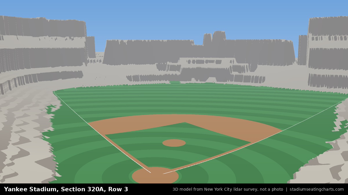 View from Yankee Stadium Section 320A, Row 3, looking toward the pitcher's mound