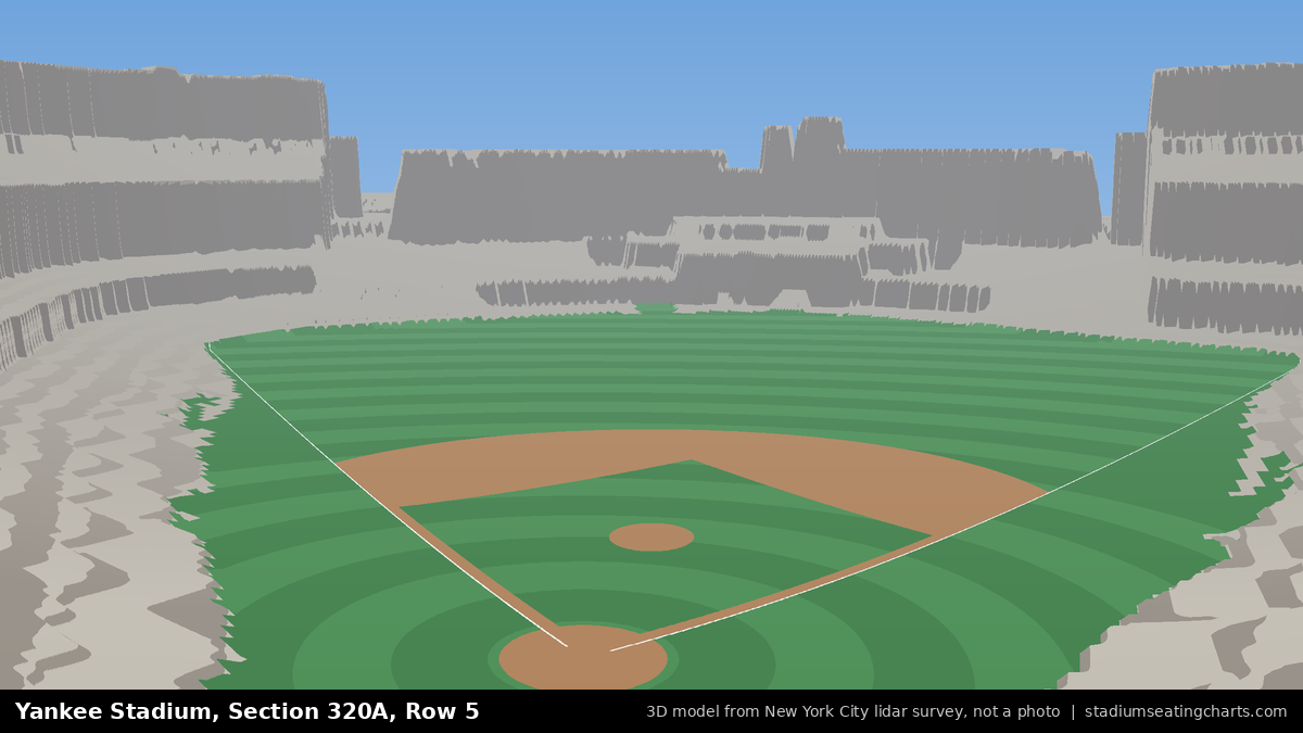 View from Yankee Stadium Section 320A, Row 5, looking toward the pitcher's mound