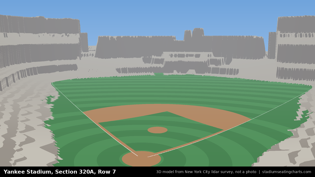 View from Yankee Stadium Section 320A, Row 7, looking toward the pitcher's mound