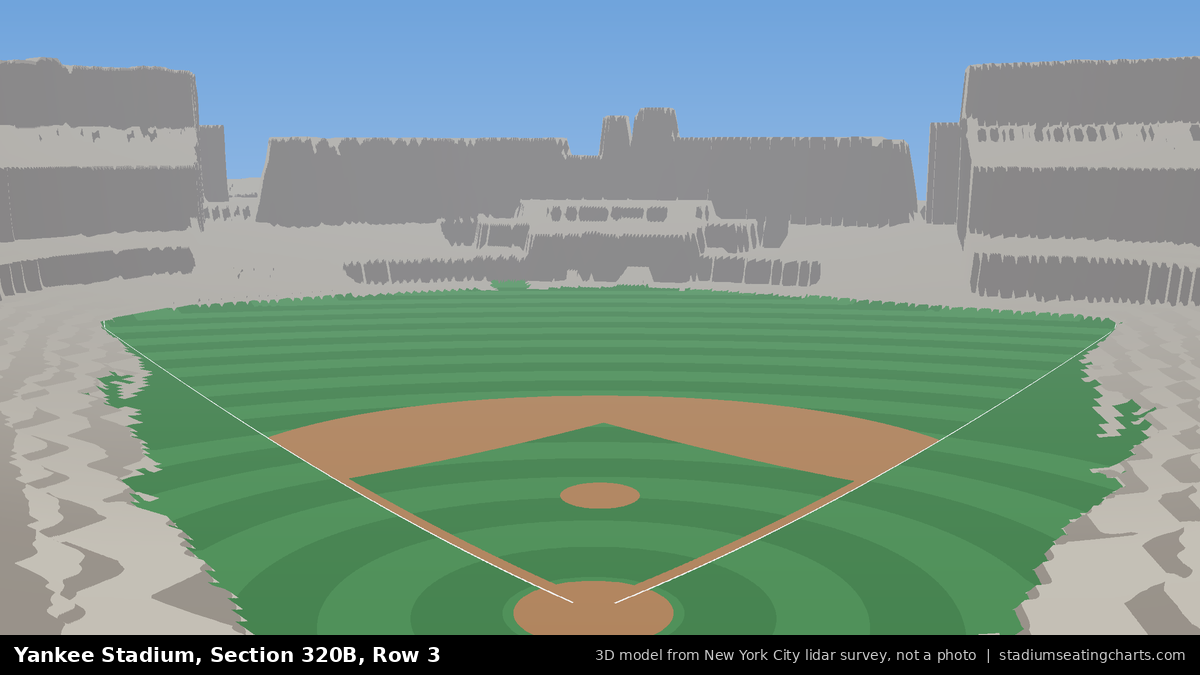 View from Yankee Stadium Section 320B, Row 3, looking toward the pitcher's mound