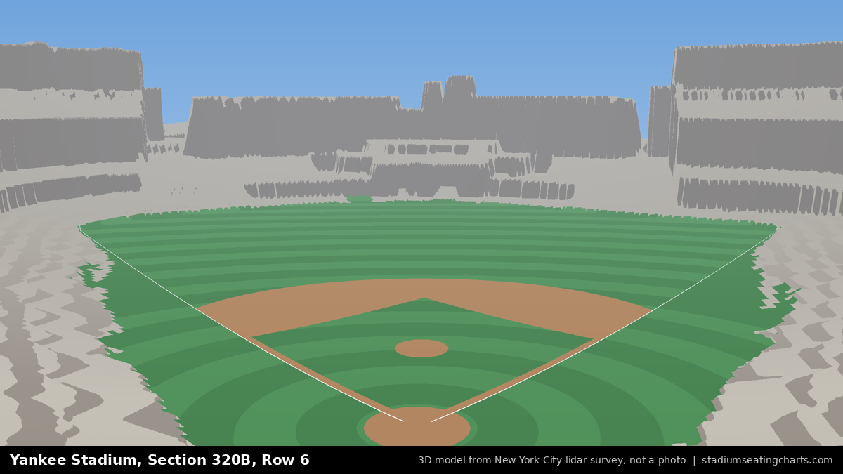 View from Yankee Stadium Section 320B, Row 6, looking toward the pitcher's mound