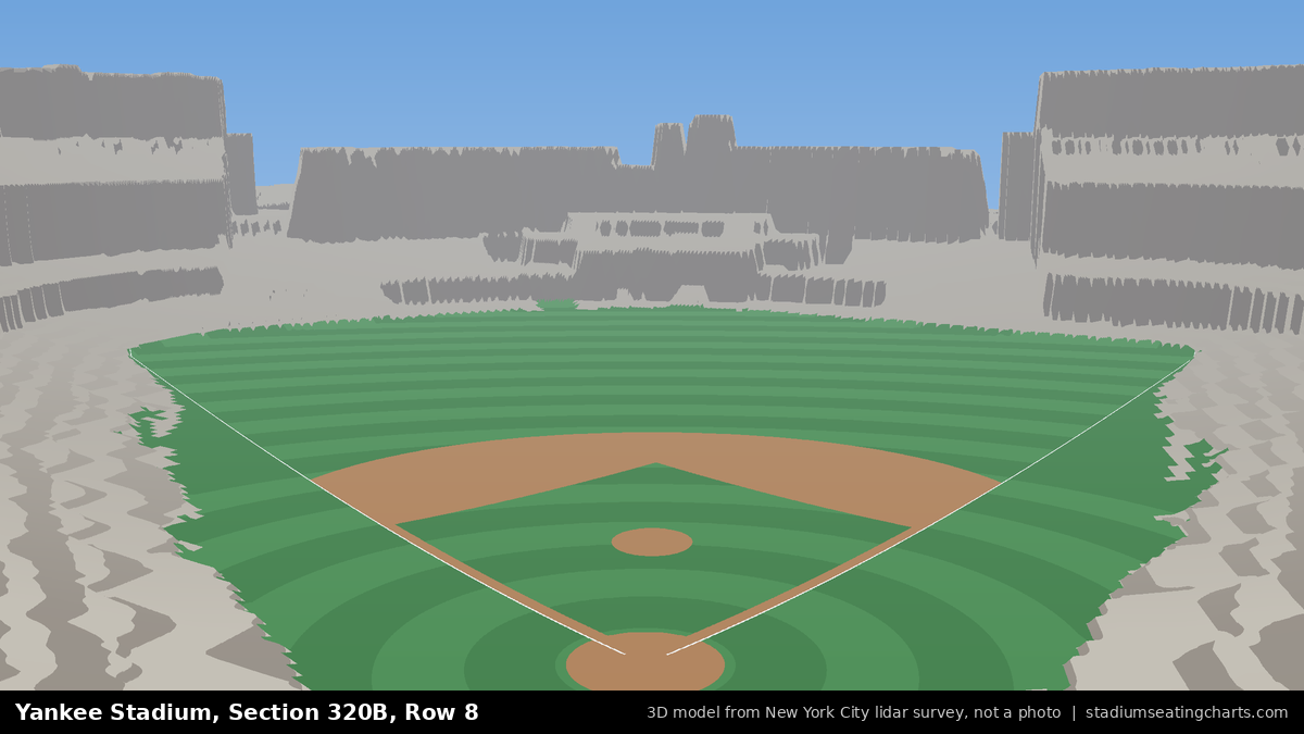 View from Yankee Stadium Section 320B, Row 8, looking toward the pitcher's mound