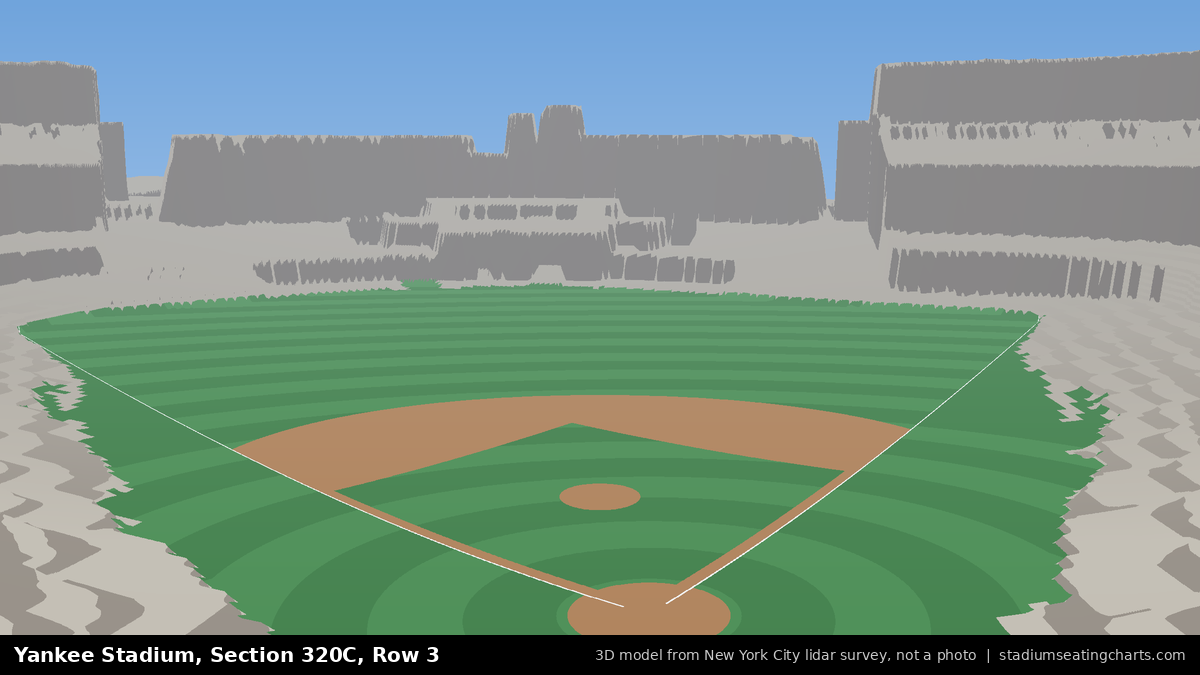 View from Yankee Stadium Section 320C, Row 3, looking toward the pitcher's mound