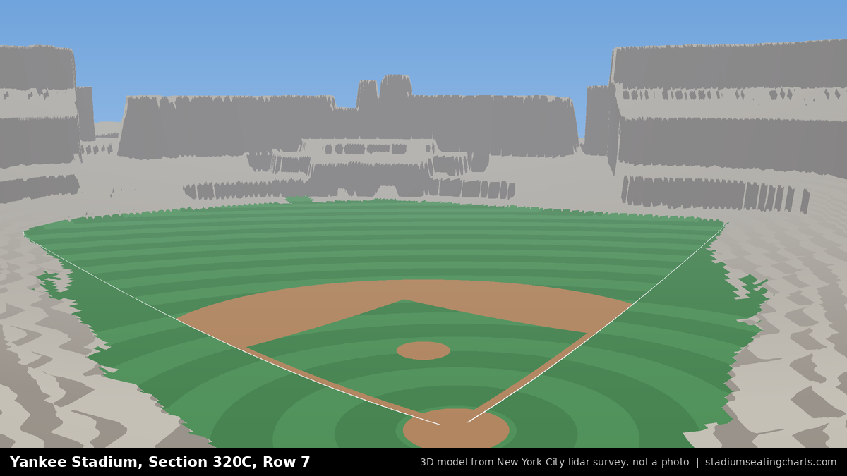 View from Yankee Stadium Section 320C, Row 7, looking toward the pitcher's mound