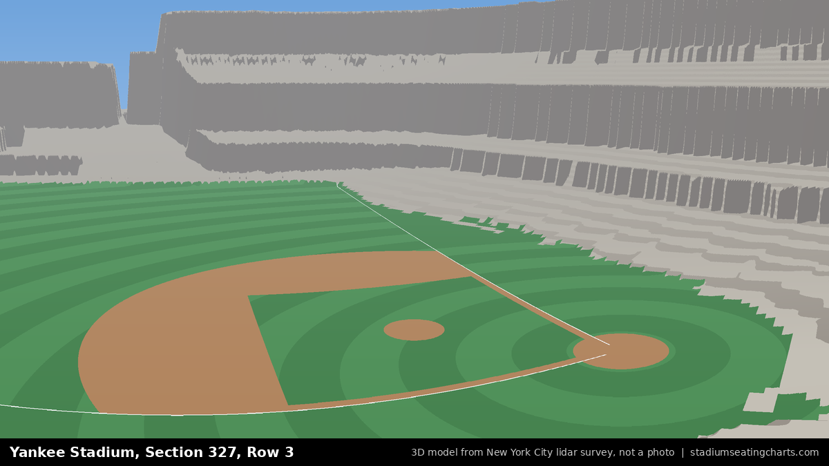 View from Yankee Stadium Section 327, Row 3, looking toward the pitcher's mound