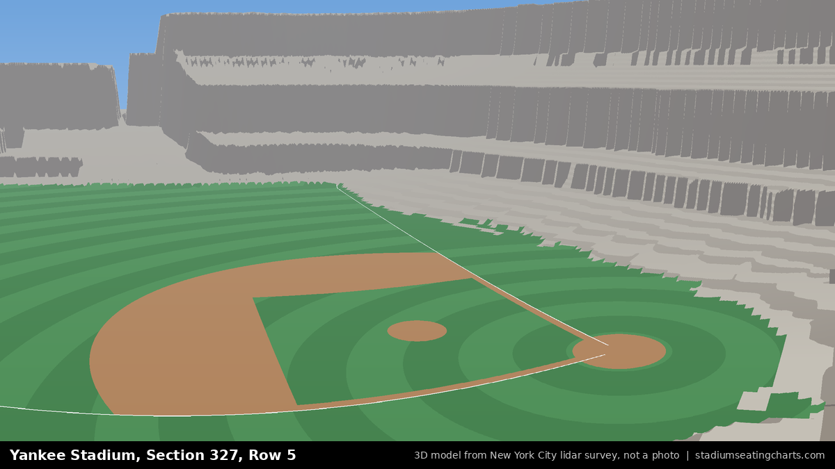 View from Yankee Stadium Section 327, Row 5, looking toward the pitcher's mound