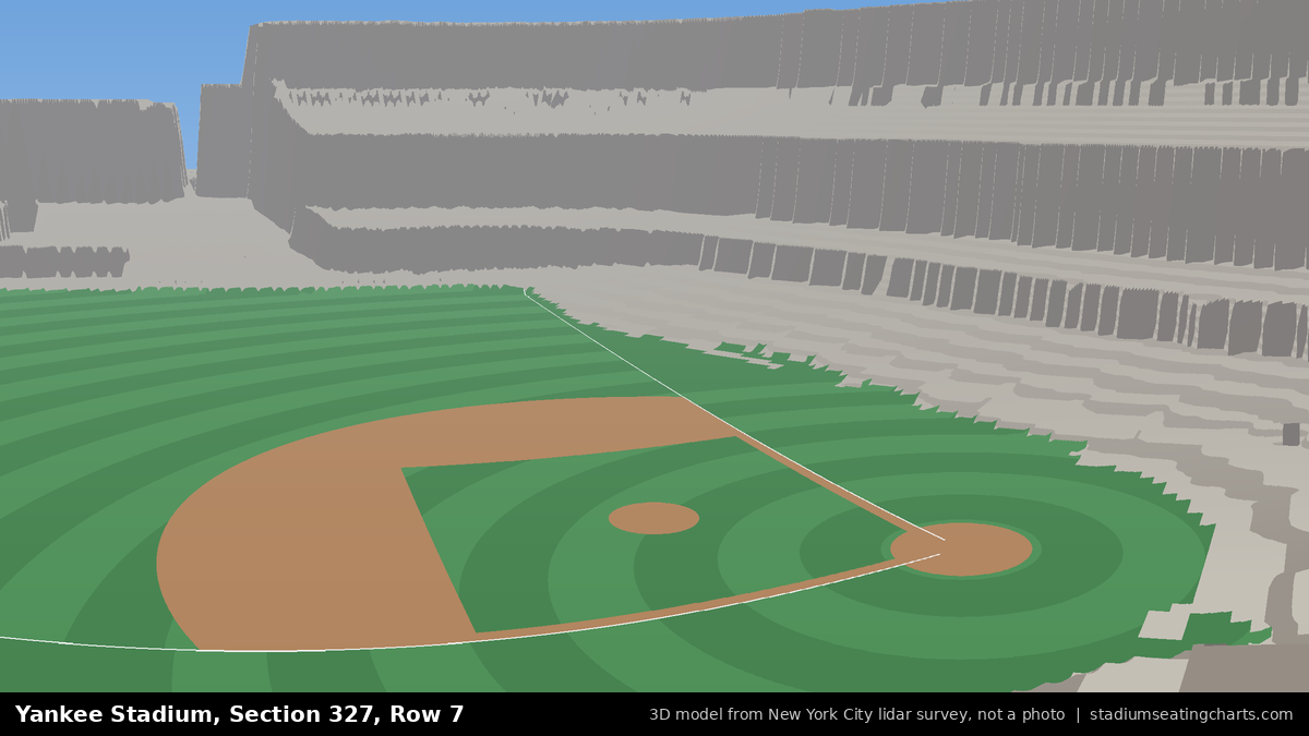 View from Yankee Stadium Section 327, Row 7, looking toward the pitcher's mound