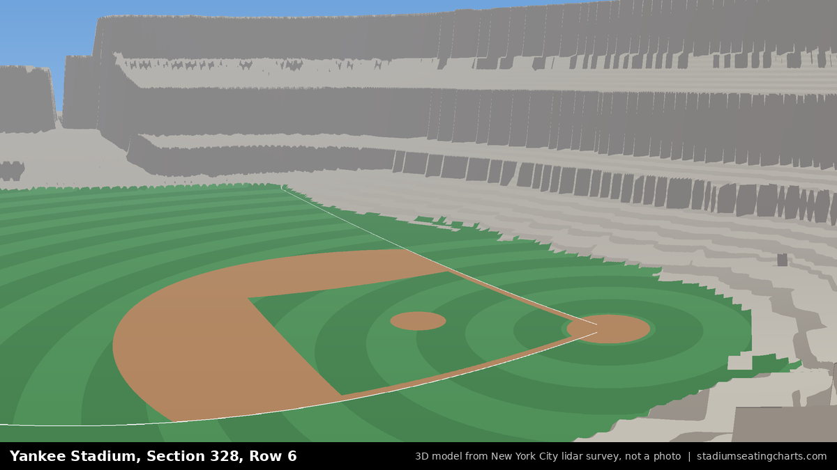 View from Yankee Stadium Section 328, Row 6, looking toward the pitcher's mound