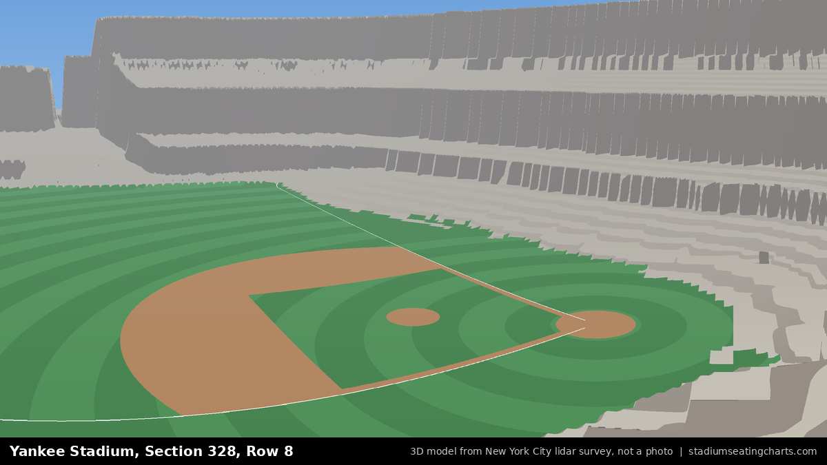 View from Yankee Stadium Section 328, Row 8, looking toward the pitcher's mound