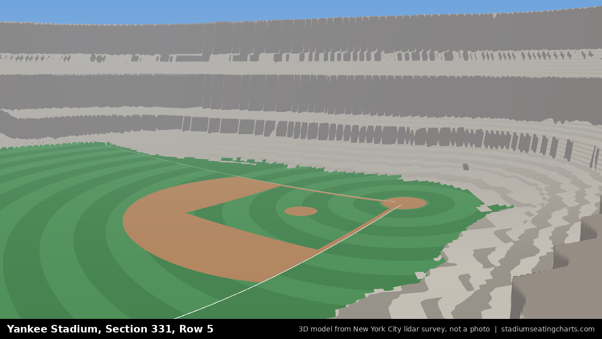 View from Yankee Stadium Section 331, Row 5, looking toward the pitcher's mound