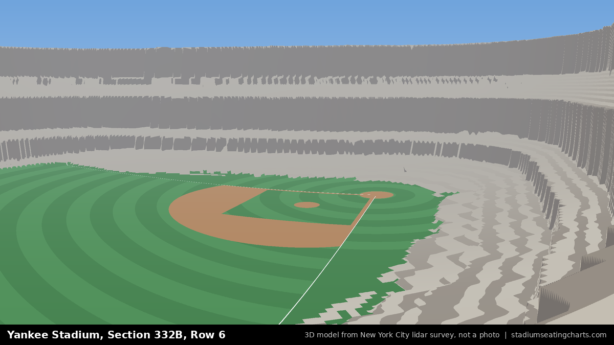View from Yankee Stadium Section 332B, Row 6, looking toward the pitcher's mound