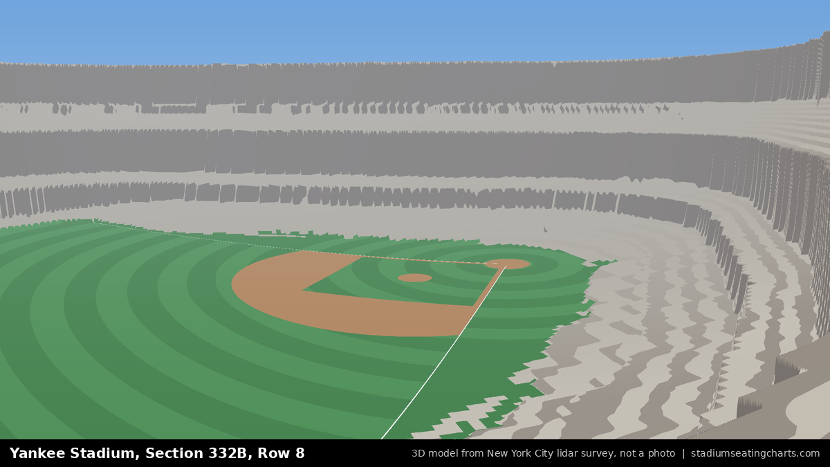 View from Yankee Stadium Section 332B, Row 8, looking toward the pitcher's mound