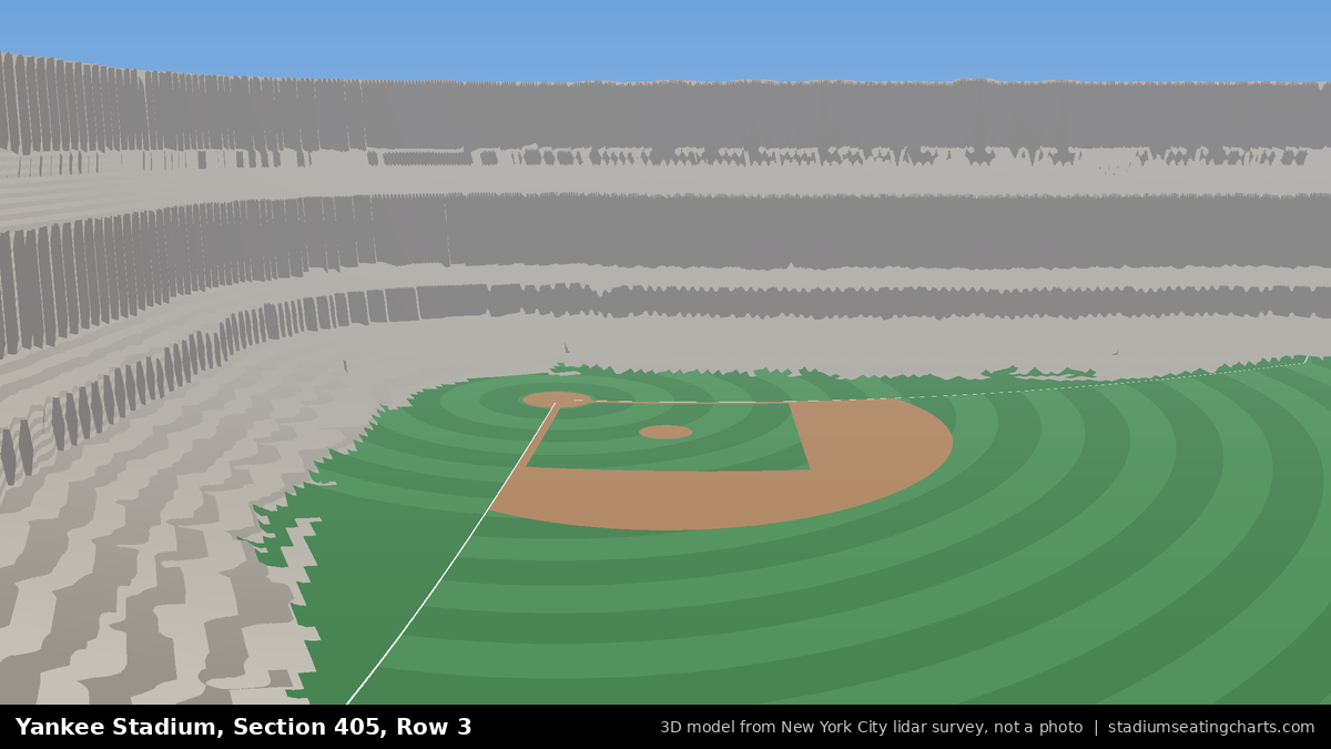 View from Yankee Stadium Section 405, Row 3, looking toward the pitcher's mound