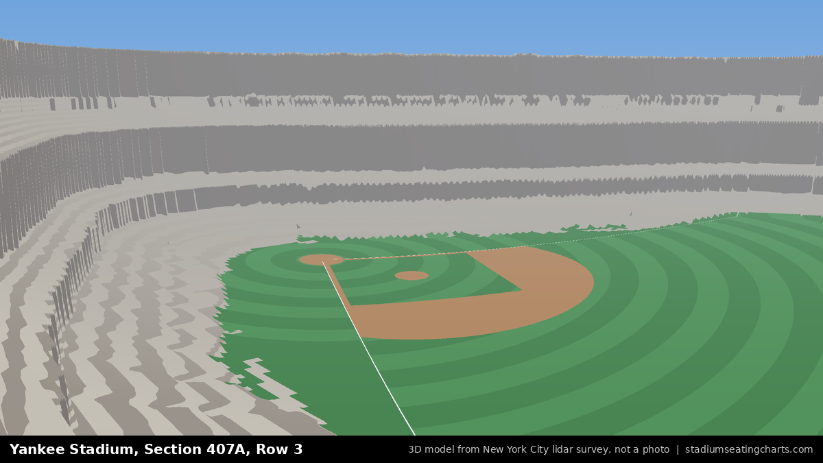 View from Yankee Stadium Section 407A, Row 3, looking toward the pitcher's mound