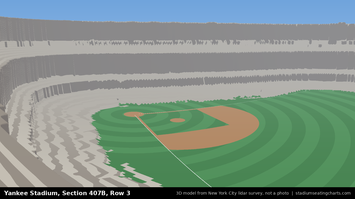 View from Yankee Stadium Section 407B, Row 3, looking toward the pitcher's mound
