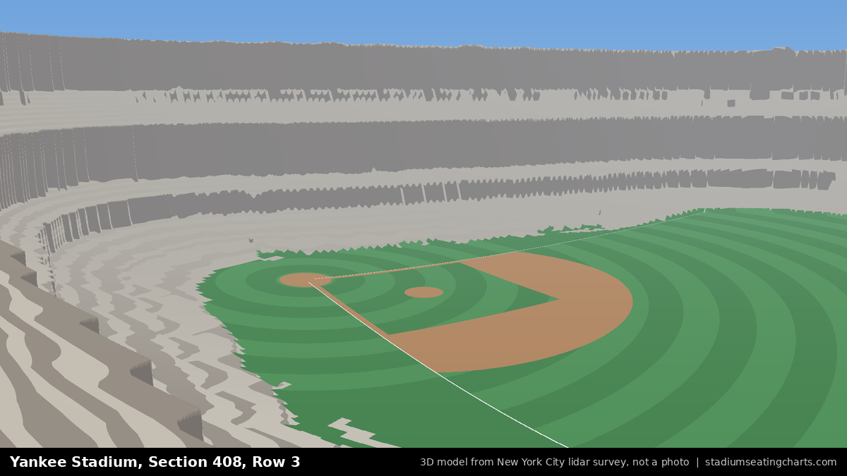 View from Yankee Stadium Section 408, Row 3, looking toward the pitcher's mound