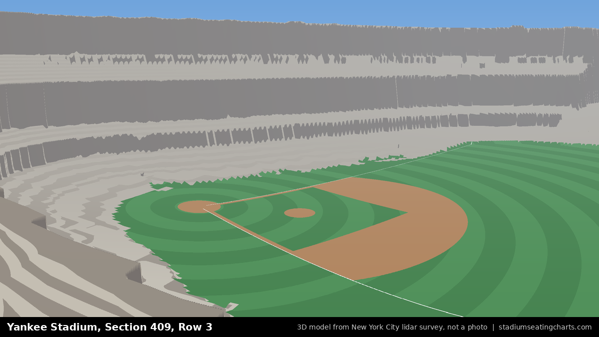 View from Yankee Stadium Section 409, Row 3, looking toward the pitcher's mound